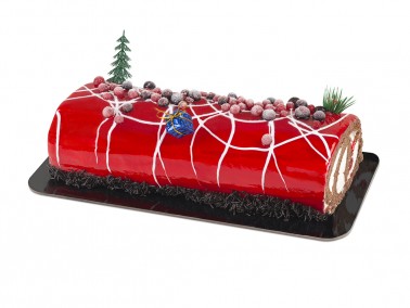 VANILLA Coulis STRAWBERRY Yule Log Cake